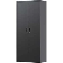 71" Metal Storage Cabinet With Doors, Lock And 4 Adjustable Shelves, Tall Pantry Cabinet For Garage, Office, Bedroom, Shop, Craft Room, Steel Storage Organizer With Adjustable Feet,Black - Default - View 3