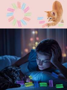 2/4/8 件套夜光弹簧室内猫玩具套装。螺旋设计，配有果冻色互动小猫玩具。非常适合追逐、玩耍和运动。这款猫玩具可为猫咪提供夜间互动娱乐，适合幼猫和成猫。小型室内宠物可以追逐、扑击和拍打。圣诞礼物。