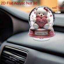 1件2D平面可旋转亚克力桌面摆件，可爱的泰迪熊抱着一颗写有“爱”字的大红心，置于精美的雪球中，温馨浪漫的家居装饰或礼品，极具收藏价值。 - 彩色 - 查看 4