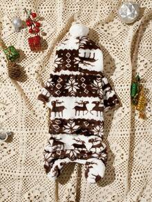 1pc Pet Dog Cat Plush Pajamas, Christmas Deer Costume For Pets - Multicolor - View 29