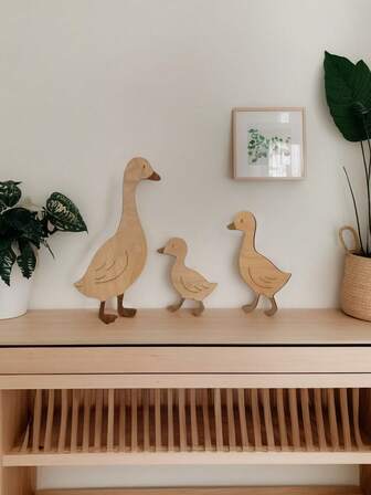 Set de 3 piezas Decoración de pared de madera con gansos, decoración para habitación de niños, guardería, decoración de pared creativa