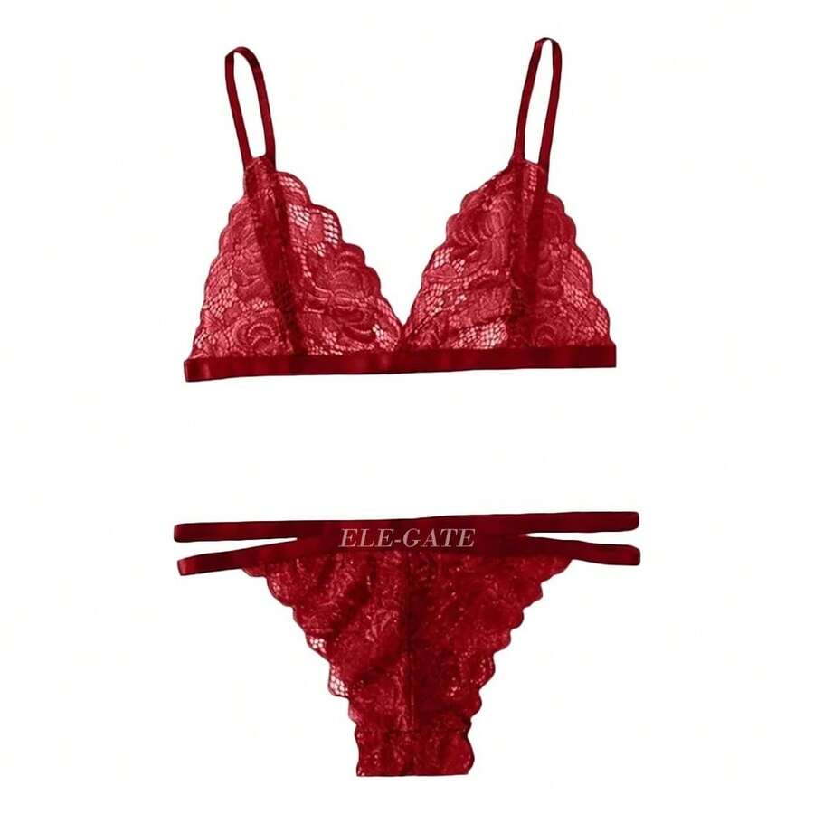 Sexy Lingerie Set With Adjustable Straps For Women - 紅色 - 查看 1