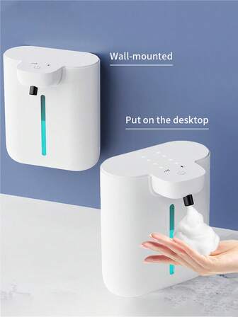 1 st automatisk tvåldispenser, laddningsbar badrumsdispenser för flytande tvål, beröringsfri skumtvålsdispenser för handtvätt, väggmonterad för badrum, toalett, kök, hotell, sjukhus, köpcentrum, enkel installation med USB-laddningskabel och väggdekal, 500 ml kapacitetssensor automatisk skummande handtvål, diskmedelsdispenser