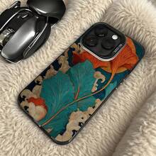 Funda para teléfono con patrón floral azul, hojas naranjas y motivo de nubes para iPhone 14 Pro Max,  Galaxy S23 Ultra, opción de regalo ideal para todas las estaciones - Plateado - Ver 5