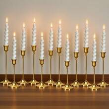 30/9/3pcs Brass Gold/Black Metal Tapered Candle Holders, Vintage Modern Decorative Centerpiece Candlestick For Fireplace, Wedding, Party, Housewarming Gift Gifts Birthday Graduation - 金色 - 查看 7
