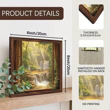 2D Plane - Vintage Style 2D Plane Wall Art, Depicting A Tranquil Scenery With A Sunlit Waterfall, Wooden Frame.The Size Is 8.0X 8.0inch , And It Includes Elements Such As Pine Cones And Lavender Branches. It Is An Ideal Decorative Gift For The Home. - Nhiều màu - Xem 2
