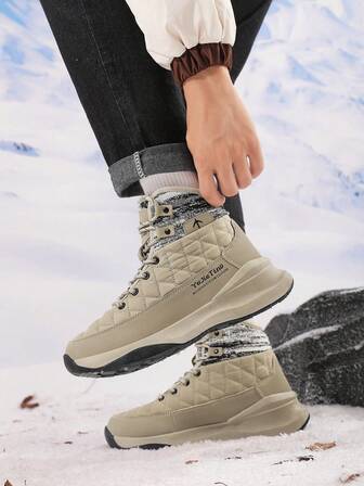 男士新款秋冬户外抓绒雪地靴，休闲保暖高帮雪地鞋