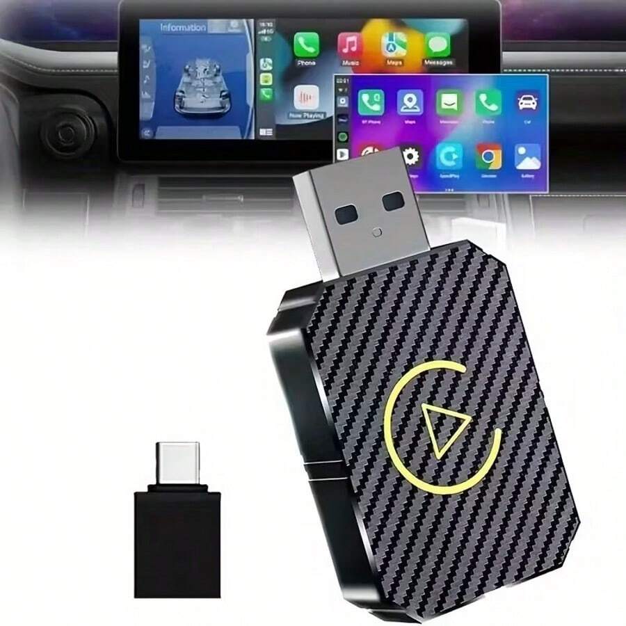 Mini Wireless Carplay Adapter, Suitable For Both Android, Plug And Play, Low Latency Converts Wired To Wireless Carplay, Suitable For Various Vehicle Models, Fast And Stable Connection, No Battery Required - WITH USB SET - View 1
