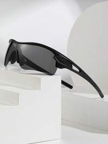 1pc Rhombus Hollow Half-Frame Polarized Eyeglasses, Blue/Black/Purple/White, Sporty Eyewear For Outdoor, European & American Style, Fashionable Sports Eyeglasses, Comes With Halter - Multicolor - View 5