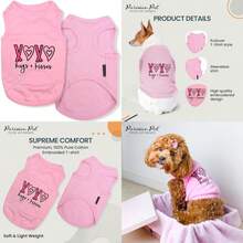 Parisian Pet Dog Summer Clothes | '' Funny Dog Tshirt with Embroidery Pattern, Size(XOXO XS) - Multicolor - Ver 1