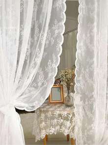 1 pieza Tela de encaje francés blanco para arco, suministros de decoración para fondo de fiesta de boda, decoración de mesa de fiesta de cumpleaños, hilo de embalaje de flores, tela de arco de boda para decoración, organza decorativa para respaldo de silla, favor de fondo de fiesta de novia, decoración de baby shower, bordes de encaje elegantes adecuados para decoración de cubrecamas, decoración de fiesta de San Valentín, decoración navideña