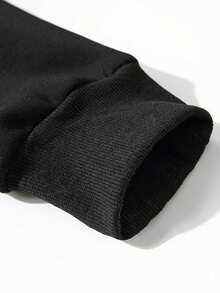 Men's Casual Thermal Lined Warm Crew Neck Sweatshirt, Autumn/Winter - Black - View 6