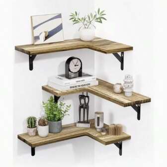 Väggmonterad förvaringshylla, flytande trähylla för badrum och kök, multifunktionell förvaringshylla 1 st