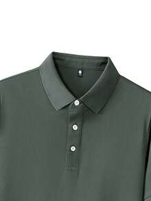 WASSUP OTHER 男士衬衫，男士宽松休闲商务POLO衫，时尚针织衫，翻领休闲T恤，短袖 - 墨綠色 - 查看 4