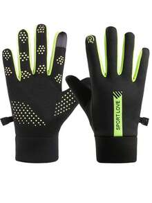 1 par de guantes deportivos de invierno para exteriores, cálidos para uso diario, ciclismo, senderismo, conducción, con puntas de los dedos para pantalla táctil, forro térmico, diseño de bloques de color para hombres y mujeres - Multicolor - Ver 11