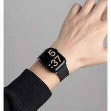 硅胶皮革表带，适用于 1/2/3/4/5/6/7/8/9/10/SE/Ultra 系列，磁性快速释放，防汗透气，商务休闲，男女通用