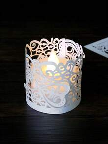 10个/50个叶子造型夜灯纸套及纸雕灯罩，白色茶蜡烛台，适用于优雅的节日、生日、婚礼装饰，情人节、母亲节、毕业季派对、生日派对，激光切割灯罩 - 彩色 - 查看 10