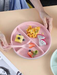 1/4pcs, Split Quantitative Plates, Split Plates, Fat-Reducing Plates, Three Compartments, Anti-Drop Plastic Plates, School Plates, Microwave And Dishwasher , Suitable For Weight Management