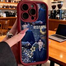 Funda de Teléfono con Retrato de Celebridad y Patrón de Estrellas Doradas para  14 Pro Max  13  12  Galaxy S23 S22 S21 Funda Protectora para Pareja Regalo para Novio Novia Día de San Valentín Regalo de Cumpleaños - Café integral - Ver 5