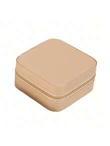 1个迷你首饰收纳盒展示架，旅行首饰拉链盒，适用于耳环、项链、戒指，便携式皮革首饰盒化妆包化妆袋化妆袋洗漱包旅行必备邮轮必备度假必备男女通用 - 黃色 - 查看 4