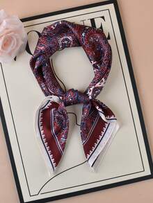 Women's Vacation Woven Cashew Flower Print Scarf - Burgundy - View 4