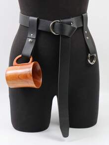 3pcs Set Ski & Hiking Waist Belt And Cup Holder, Suitable For Renaissance & Medieval Style Women, Can Be Used For Renaissance Fair Cosplay, Vintage Clothing Accessories - Multicolor - View 5