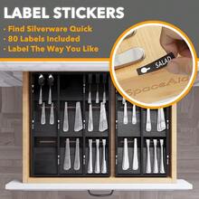 Bamboo Silverware Drawer Organizer With Labels Kitchen Utensil Tray Holder Organizer For Flatware Cutlery Spoon And Knives Drawer Storage Organization Natural 6 Slots - Black - View 4
