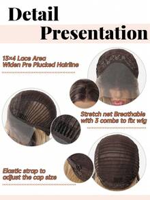 13*4 High Definition Lace Front Wig, 10 Inch Ombre Short Wavy Lace Wig, 120% Density, Premium Handmade Lace Wig For Women, Heat Resistant Synthetic Lace Wig, Suitable For All Occasions And Daily Wear, Easy To Wear, Perfect Gift For Girls During Holidays - Ombre - View 6