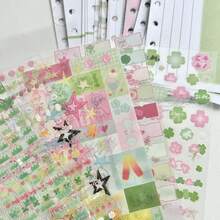 Un set de tarjetas Wow Tarjeta Wow A7 con trébol de cuatro hojas que contiene 40 piezas, organizador de pegatinas sueltas extraíbles con forma de cebolla dorada, libro de bolsillo portátil y lindo - Multicolor - Ver 8