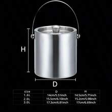 1.6L/2L/3L Stainless Steel Insulated Ice Bucket Wine Beer Champagne KTV Party Cooler - 1.6L - Xem 2