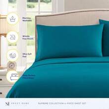 Sweet Home Collection Juego de Ropa de Cama de Microfibra cepillada de Calidad egipcia Suave de 1800 Hilos, 2 Fundas de Almohada, Extra King,(EXTRA DEEP pocket - Twin Verde azulado) - Multicolor - Ver 2