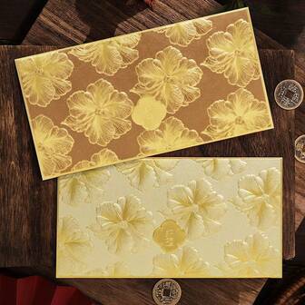 6 piezas de sobres rojos con relieve dorado premium - Textura rica de peonía - Sobre rojo de alta calidad tradicional para regalo de dinero del Festival del Año Nuevo Chino