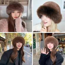 Ladies Fall Winter Plush Beanie Thermal Slimming Face Universal Imitation Mink Earmuff Fisherman Hat Lightweight Pile Fabric Headgear For Daily Outfit Windproof Design Fashionable - Coffee Brown - View 7
