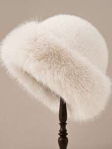 Ladies Fall Winter Plush Beanie Thermal Slimming Face Universal Imitation Mink Earmuff Fisherman Hat Lightweight Pile Fabric Headgear For Daily Outfit Windproof Design Fashionable - 白色 - 查看 7
