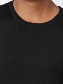 1pc Men's Crew Neck Short Sleeve Knit Sweater, New Spring/Autumn Design - Black - View 4