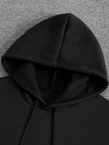 Customized Men's Hooded Sweatshirt, Personalize With Your Photo/Group Photo/Couple/Couples/Family/Friends/Pet/Landscape, Input Your Desired Text, Men's Black Hoodie, Men's Fleece Hoodie, Autumn Clothing, Best Friend Gift, Personalized Christmas Gift, Winter Men's Wear, Valentine's Day/Father's Day/Anniversary/Birthday Gift, Gift For Him, Halloween Hoodie, Christmas Hoodie - Black - View 5