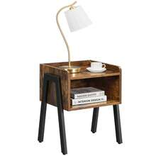 VASAGLE Side Table, Nightstand, End Table, Stackable Coffee Table, With Open Front Compartment, Sturdy Metal Frame, Easy Assembly, Rustic Brown And Black - Rust Brown - View 10