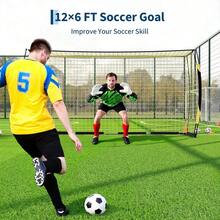 ShiningLove 12x6 Ft Collapsible Soccer Goal – Heavy-Duty Alloy Steel Frame, 7-Ply Polyester Net, Tool-Free Setup, Weather-Resistant With Carry Bag For Indoor/Outdoor Training - Yellow - View 5
