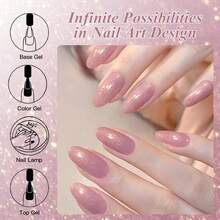 FOUR LILY 10ml 粉色闪亮亮片凝胶指甲油 - 可卸半永久指甲凝胶，持久高光泽，打造优雅美甲造型 - 粉色 - 查看 5