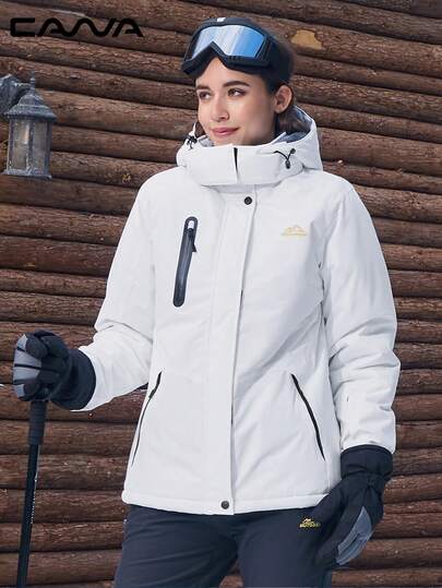 Cavva Women's Thermal Lined Jacket Waterproof Windproof Warm Snow Skiing Multi-Pockets Hooded Winter Coat Hiking Camping Mountaining Windbreaker