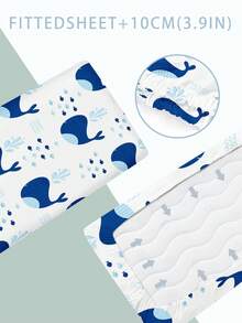 1PC Customized Cartoon Whale Pattern Bed Sheet Personalized Customization 110g Polyester Material Single Bed Sheet With Digital Printing Machine Washable For All Seasons, Suitable For Boys And Girls As Gifts - Multicolor - View 2