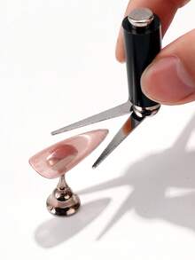 FULL BEAUTY 二合一法式猫眼美甲磁铁，黑色圆柱形双头猫眼磁铁，V形金属板，法式磁吸效果，DIY美甲沙龙工具，凝胶美甲用品 - 彩色 - 查看 5