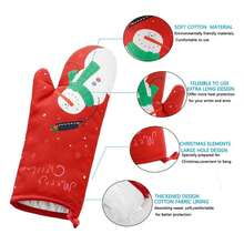 Manoplas y agarraderas navideñas con bonito estampado, antideslizantes y resistentes al calor, para cocina - Burdeos - Ver 6