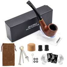 一套吸烟配件工具，包括：SD-106吸烟装置 x1，黑色烟嘴 x2，三合一吸烟工具 x1，小型过滤网 x2，除灰塞 x1，布袋 x1，吸烟架 x1，礼盒 x1，清洁针 x1，橡胶圈 x4，适合作为生日或节日礼物送给朋友/长辈。 - 彩色 - 查看 11