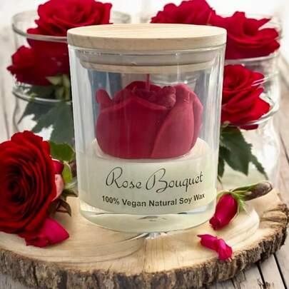 1-Piece Scented Candle (Rose Shape), Handmade Soy Candle/Scented Candle, Relieves Stress And Relaxes The Mind And Body, Suitable For Home Decor, Bedroom Decoration, Candle Gift, Holiday Gift, Birthday Gift, Women's Gift, Wedding Decoration.