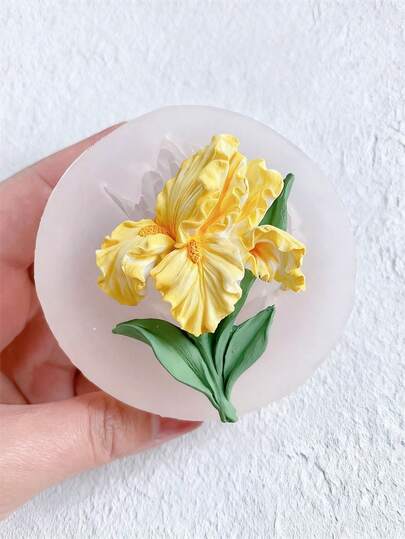 3D鸢尾花硅胶模具 - 适用于DIY家居装饰，可制作香薰蜡烛、肥皂、树脂和石膏工艺品，百合花造型烛台，家居汽车装饰模具 | 花卉设计 | 耐用模具