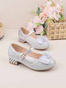 Mädchen Festliche Schuhe, geeignet für Aufführungen, Hochzeiten, Partys, Feiertage, bequeme und vielseitige Ballerinas mit Schnallenverschluss, geeignet für Kleinkind kleine Mädchen und große Mädchen, klassisches silbernes Strass-Schleifendesign, geeignet für alle Jahreszeiten und Anlässe - Silber - Übersicht 3