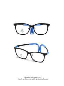 1pc Kids Fashion Square Frame Glasses, Non-Prescription, Anti-Slip, Flexible, Casual, Suitable For Boys And Girls - Elastic a - View 11