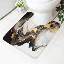 U Shaped Toilet Rug - Absorbent, Non-Slip, Soft Plush Bathroom Rug, Washable, 16x20 Inch, Marble Pattern, Bathroom Decor - Hydrangea Pattern 3 - View 11