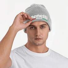 1pc Benelli Knitted Beanie Hat - Soft Warm Winter Cap With Red & Green, Unisex Unisex Design, All-Season Comfort Men & Women,, Halloween, New Year, Outdoor & Casual Wear, Beanie Hat, Cold Weather Gear - màu đen - Xem 11